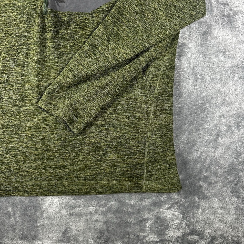 Eddie Bauer Quarter Zip Pullover Men's Large Green Heathered Fleece Jacket - Picture 7 of 16